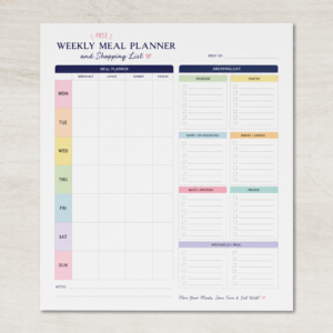 Free Weekly Meal Planner and Shopping List